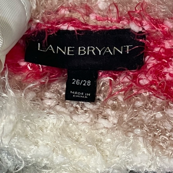 Lane Bryant Stripe Fuzzy Knit Sweater White Multicolor Plus Size 26-28 - Picture 7 of 7